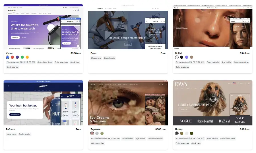 shopify templates